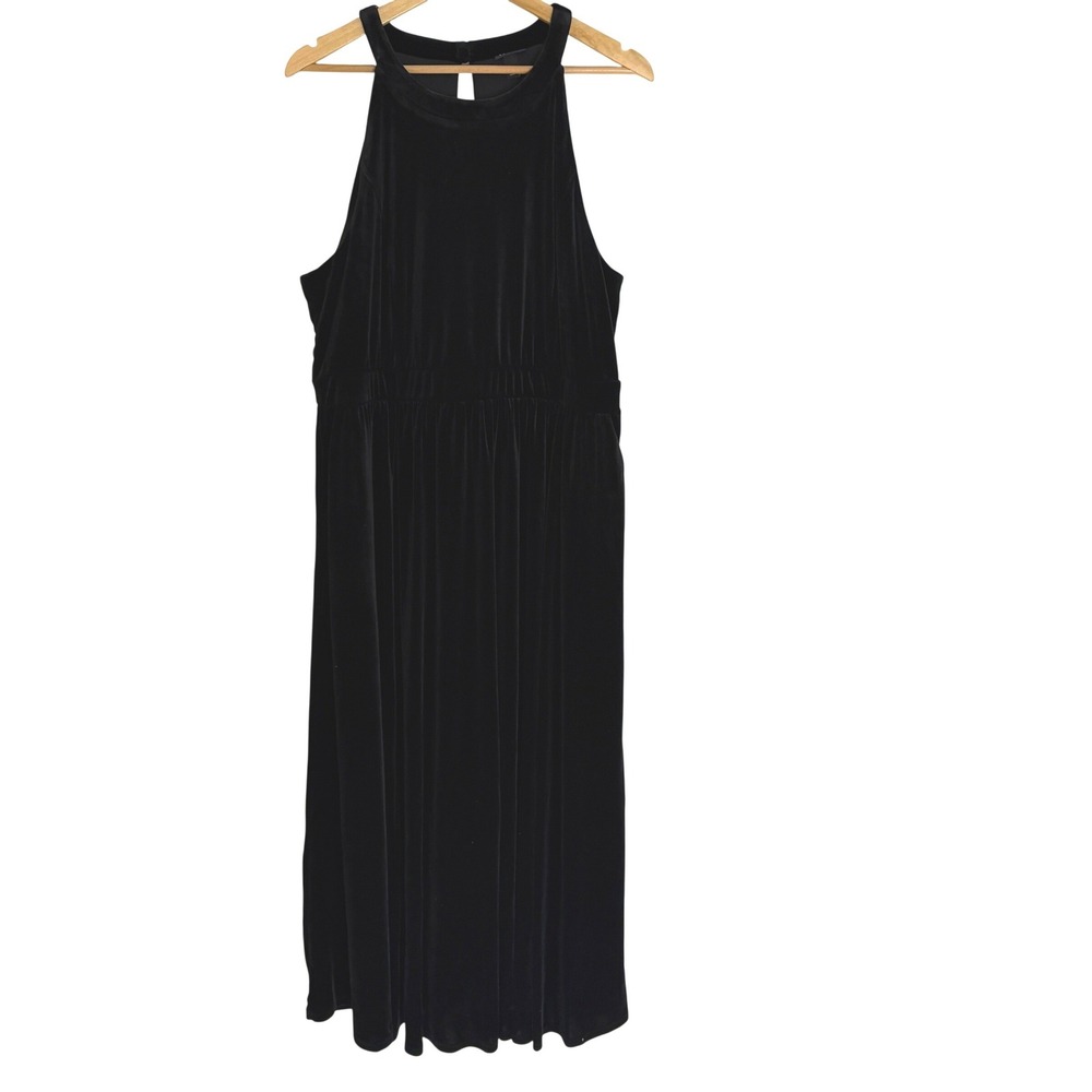 Torrid Velvet Halter Midi Dress Womens 2 Black Excellent Sleeveless Cocktail